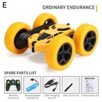 Remote Control 2.4g Roll Car 360 Degree Rotating Double Flip E Yellow Standard