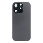Glass Back For iPhone 15 Pro Max Black Titanium Battery Door Plain No Logo