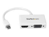 StarTech.com Adaptateur audio / vidéo de voyage - Convertisseur 2-en-1 Mini DisplayPort vers HDMI ou VGA - 1920x1200 / 1080p - Convertisseur vidéo - DisplayPort - HDMI, VGA - blanc - pour Apple...