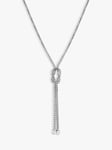 Simply Silver Fox Tail Knot Lariat Necklace, Silver