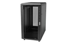 StarTech.com 32U 19" Server Rack Cabinet, Adjustable Depth 6-32 inch, Lockable 4-Post Network/Data/AV Equipment Rack Enclosure w/ Glass Door & Casters, Flat Pack, 1763lb/800kg Capacity - Free Standing Server Rack (RK3236BKF) - rack - 32U