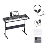 Amazon Basics Clavier de piano numérique portable 61 touches Haut-parleurs et chansons intégrés Prise européenne, Noir