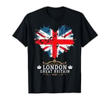 London Idea For Kids With Union Jack Flag Of England Heart T-Shirt