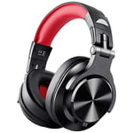 OIUYT Professional Wired Studio DJ Headphones + Wireless Bluetooth 4.0 Headset HIFI Stereo Monitor Headphone With Mic (Color : Red)