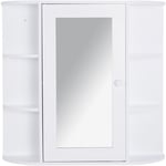 Homcom - Armoire murale salle de bain armoire à glace placard de rangement toilettes 1 porte + étagères latérales mdf blanc - Blanc
