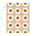 Marimekko Auringonkukka tyg för utomhusbruk Beige-Off white-tomato red