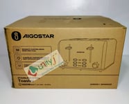 Aigostar Toaster 4 Slice Stainless Steel Toaster with Independent and Extra-W...