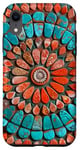 iPhone XR Turquoise and Coral Mandala Pattern Case