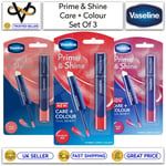 Vaseline Prime & Shine Set of 3 Assorted Colours Lip Balm & Colour Double Head