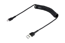 StarTech.com 50cm (20in) USB to Lightning Cable, MFi Certified, Coiled iPhone Charger Cable, Black, Durable and Flexible TPE Jacket Aramid Fiber, Heavy Duty Coil Charging Cable - Rugged USB Lightning Cable - Lightning-kabel - Lightning / USB - 50 cm