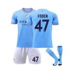(Manchester City UEFA Champions League Final Edition Foden No.47 Fotbollströja 3-delade kit för barn Vuxna S(165-170CM)