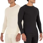 Fruit of the Loom Men's Recycled Waffle Thermal Underwear Crew Top (1 and 2 Packs) Pajama, Black/Natural, Large