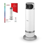 Caméra de surveillance sans fil WiFi Bosch Smart Home (détection panoramique à 360° par rotation, compatible avec Alexa, pour utilis