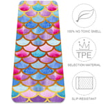 Haminaya Yoga Mat Beautiful Color Scales Pilates Mat Non-Slip Pro Eco Friendly TPE Thick 6mm With Carrying Bag Sport Workout Mat For Exercise Fitness Gym 183x61cmx0.6cm