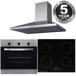 SIA 60cm Stainless Steel Single Fan Oven, 4 Zone Induction Hob And Cooker Hood