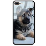 Apple Iphone 8 Plus Svart Mobilskal Med Glas Schäfer Puppy