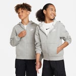 Nike Hettegenser NSW Club Fleece Full Zip - Grå/Hvit Barn Hettegensere unisex
