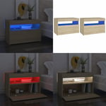 Sängbord med LED-belysning 2 st sonoma-ek 60x35x40 cm - Sängbord - Säng Bord - Home & Living
