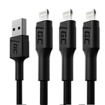 GC Ray LED | SET 3x 1,2m Lightning Câble Nylon Chargeur Cable pour Apple iPhone 13 12 11 SE Pro/Max | iPhone X XR XS Max | iPhone 8 7 Plus | iPhone 6 6S 5 5C 5S Plus | iPad Air/Pro/Mini | iPod