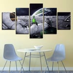 WENXIUF 5 Panel Wall Art Pictures Lunar astronaut,Prints On Canvas 100x55cm Wooden Frame Ready To Hang The Animal Photo For Home Modern Decoration Wall Pictures Living Room Print Decor