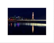 Wee Blue Coo Harbor Reflection Lighthouse Bridge Picture Wall Art Print