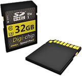 Digi-Chip 32 GO 32GB UHS-3 Extreme Class 10 SDHC Carte Memoire pour Panasonic Lumix DMC-GM5, DMC-LX100, DMC-TZ70, DMC-TZ57, DMC-SZ10, DMC-FT30, DMC-FT6, DMC-GF7, DMC-G7, DMC-FZ300, DMC-GX8
