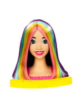 Barbie otally Hair Styling Doll Head Straight Black Neon Rainbow Hair