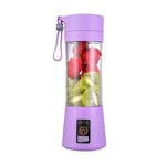 Personal Blender , 380ml Portable Juicer Blender with Six Blades, Smoothie Maker Fruit Mixing Machine USB Rechargeable for Home Outdoors (Purple)