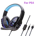 Bonne qualité sur l'oreille Casque Gamer Stereo Deep Bass Gaming Headphones Écouteur avec microphone pour ordinateur PC portable Notebook-Blue LED PS4