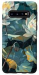 Coque pour Galaxy S10 Style de peinture à l'huile de fleurs de lotus Art Design