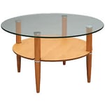 BIRGER Glasgow soffbord ek oljad/glas Ø95 cm
