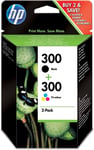 GENUINE HP 300 BLACK TRI-COLOUR 2-PACK ink cartridges CN637EE Apr 2023 D1600