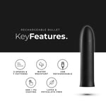 Powerful bullet Vibrator USB Rechargeable Vibrating Adult Sex Toy - Black