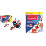 Vileda TURBO Pack Special avec 1 recharge supplémentaire - Balai serpillère en microfibres & Recharge Turbo 2en1, microfibres rouges et blanches - Sachet contenant 2 recharges