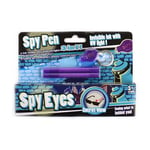 Spionglasögon, pennor med osynligt bläck och UV-lampa på nyckelring