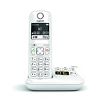 Gigaset AS690A - Téléphone fixe sans fil avec répondeur, grand écran rétroéclairé pour un affichage ultra lisible, fonction blocage d'appels - Blanc [Version Française]
