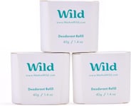 Wild - Natural Refillable Deodorant - Fresh Cotton & Sea Salt Refill Trio Pack -