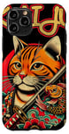 Coque pour iPhone 11 Pro Samurai Cat Kaiju Tatouage Style Art Japonais