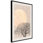 Plakat - Morning Full Moon - 40 x 60 cm - Sort ramme med passepartout
