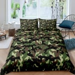 Camouflage Duvet Cover Set for Kids Force Hidden ArmyGreen Comforter Cover for Boys Girls Teens Decorative 3 Piece Super King Size Cool Style Bedding Set(1 Quilt Cover+ 2 Pillowcases),Zipper