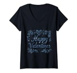 Womens typography happy valentine's day Idea Creative Inspiration V-Neck T-Shirt