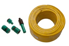 GARDEN HOSE PIPE YELLOW PRO ANTI KINK LENGTH 25M DIA 12MM + FITTINGS Y25F TOOLS