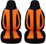 Housses de siège sur Mesure pour sièges de Voiture compatibles avec VW Caddy 2010-2015 conducteur et Passager FB : MD503 (Noir/Orange)