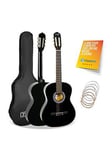 3Rd Avenue Full Size 4/4 Classical Guitar Beginner Bundle - 6 Months Free Lessons - Black