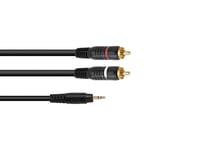 OMNITRONIC Adaptercable 3.5 Jack/2xRCA 1.5m bk, Omnitronic Adapter 3,5 Minitele / 2xRCA 1.5m svart