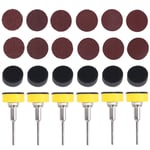 YSTCAN 24Pcs 1 Inch/25mm Sanding Discs Pad Kit 60/80/100/150/240 Grits Hook and Loop Pads with 1/8 Inch Shank Backer Plate and Soft Foam Buffering Pad for Dremel Rotary Tool Wood Metal