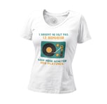 T-Shirt Femme Col V Platines Vinyle Dj - L'argent Ne Fait Pas Le Bonheur Musique