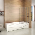 Aica Sanitaire - Pare baignoire 100x140cm paroi de douche pivotante à 90 degré securit avec porte-serviette
