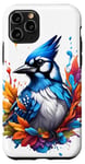 Coque pour iPhone 11 Pro Écran anti-éclaboussures coloré Blue Jay Portrait