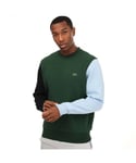 Lacoste Mens Brushed Fleece Sweatshirt in Green black Cotton - Size Medium